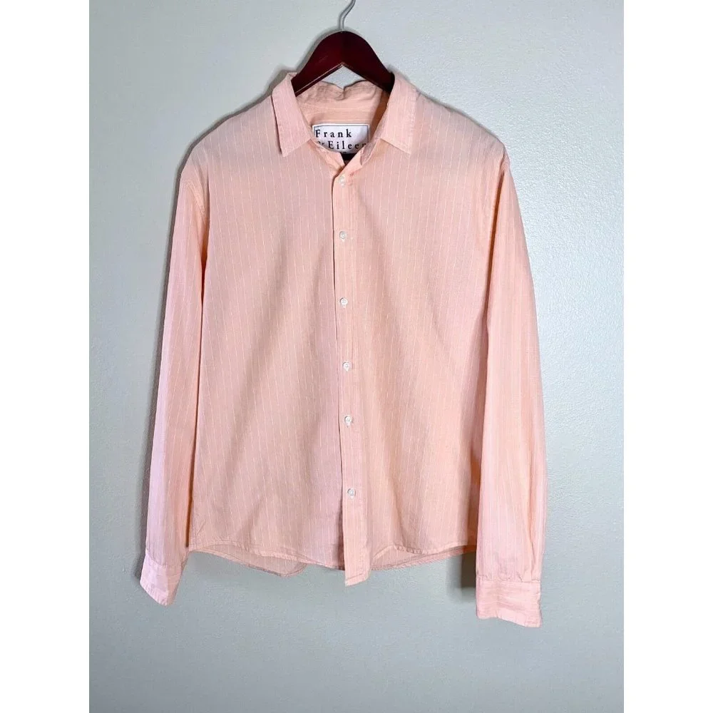 Frank & Eileen Paul Shirt Mens M Pink Cotton Pin Stripe Button Down Casual